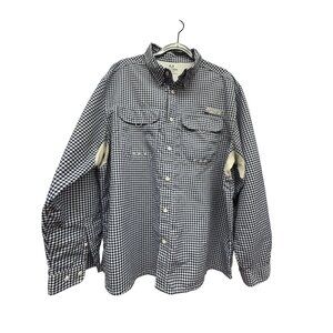 Realtree Fishing XL breathable Lightweight Blue White Gingham Long Sleeve Shirt